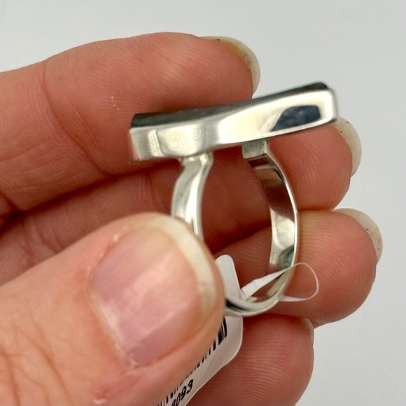 Blue Roman Glass Teardrop Ring Size 6 Pear Shape Statement Ring Sterling Silver - Picture 8 of 14